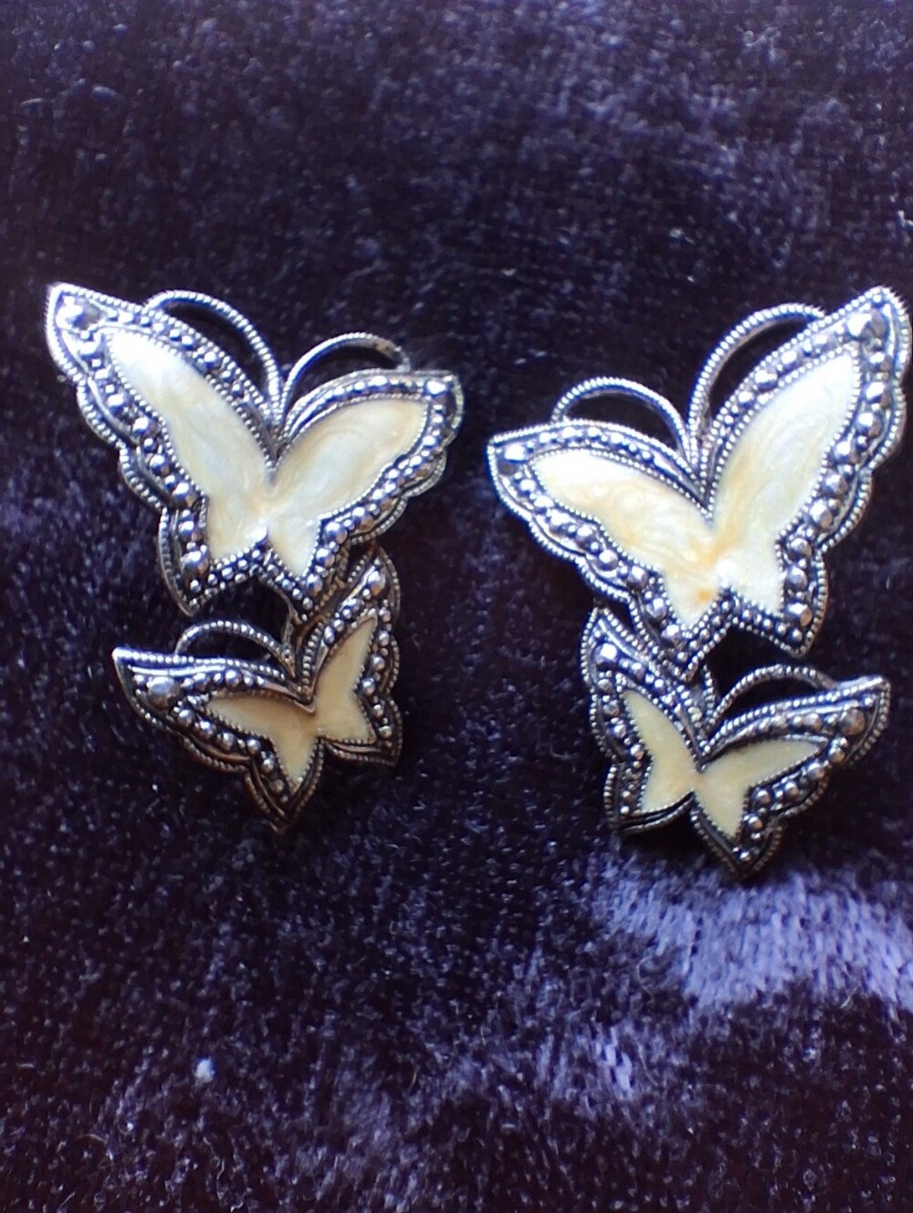 Classic Y2k pearlized enamel panels Butterfly Earrings